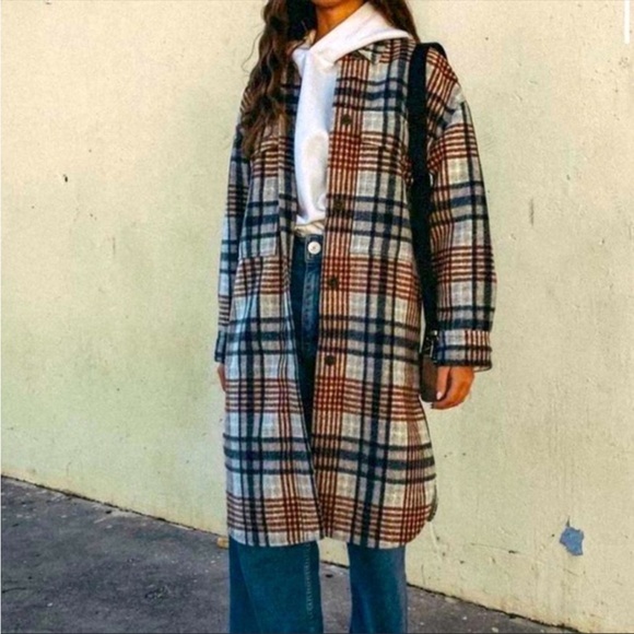 Zara Plaid Dad Coat - Picture 2 of 5